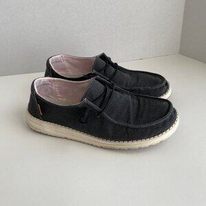 Hey Dude Wendy Chambray Slip On Shoe 8 (Off Black)